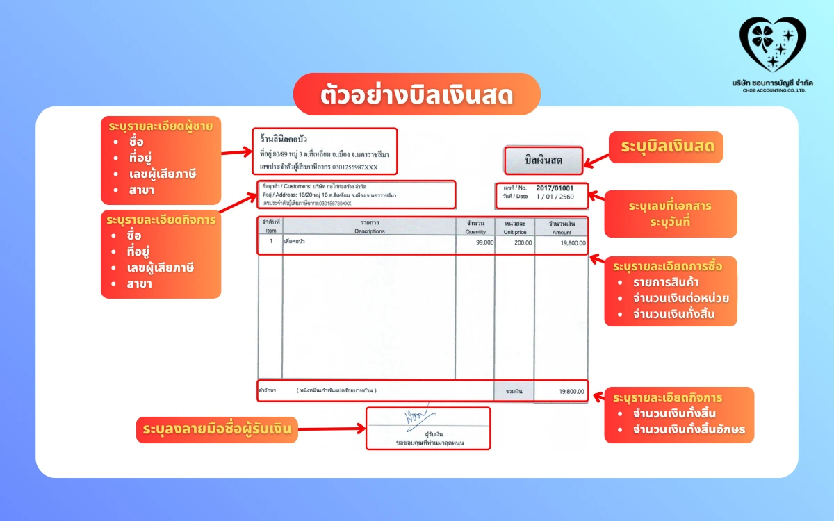 ตัวอย่างบิลเงินสด