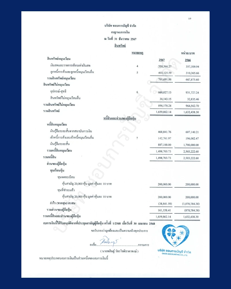 งบฐานะการเงิน