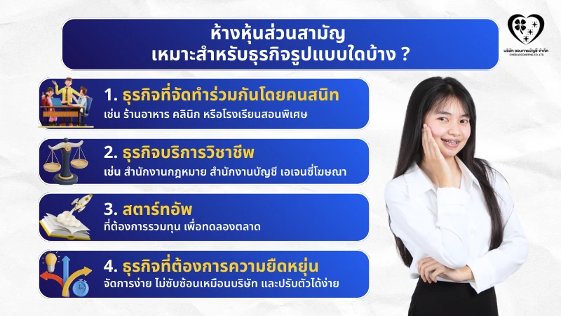 ห้างหุ้นส่วนสามัญ เหมาะสำหรับธุรกิจรูปแบบใดบ้าง ?